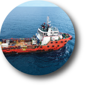 Image of Capital Bedding's Marine Line Logo. The logo contains a barge on open water.